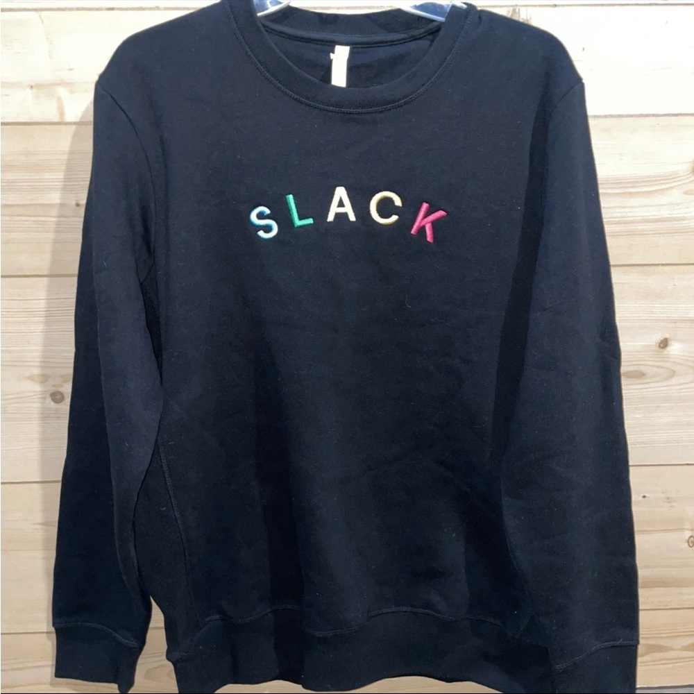 Black Organic Cotton Crew Neck Sweatshirt‎ -heavyweight MEDIUM